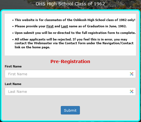 Pre-Registration Page